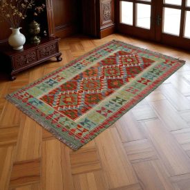   Kilim szőnyeg Chobi 155x98 kézi szövésű afgán gyapjú Kilim