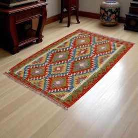   Chobi Kilim szőnyeg 152x101 kézi szövésű afgán gyapjú kilim