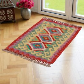 Afgán Kilim szőnyeg 90x65 kézi szövésű etnikai kilim