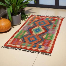   Afgán Kilim szőnyeg Chobi 126x80 kézi szövésű etnikai kilim