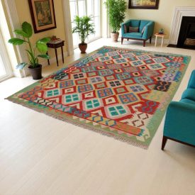   Kilim szőnyeg Chobi 205x293 kézi szövésű afgán gyapjú kilim