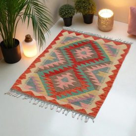   Kilim szőnyeg Chobi 91x62 kézi szövésű afgán gyapjú kilim