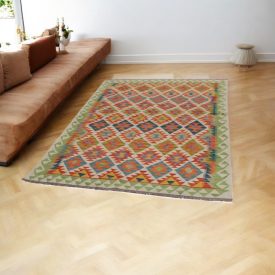   Afgán Kilim szőnyeg Chobi 152x199 etnikai kézi szövésű Kilim