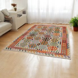   Etnikai Kilim szőnyeg Chobi 200x300 kézi szövésű afgán Kilim