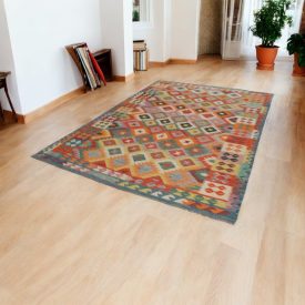   Gyapjú Kilim szőnyeg Chobi 198x296 kézi szövésű afgán Kilim
