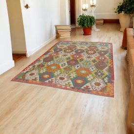 Maimana Kilim szőnyeg 296x200 afgán kézi szövésű Kilim
