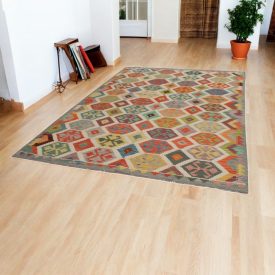   Etnikai Kilim szőnyeg Chobi 204x304 kézi szövésű afgán Kilim
