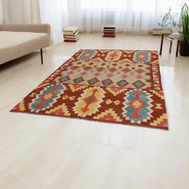   Gyapjú Kilim szőnyeg Chobi 202x298 kézi szövésű afgán Kilim