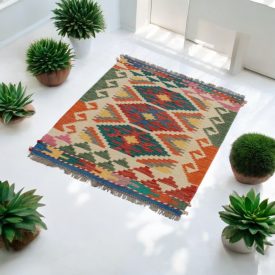   Kézi szövésű Kilim Chobi 62x87 afgán gyapjú Kilim szőnyeg