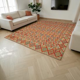   Chobi Kilim szőnyeg 305x391 kézi szövésű afgán gyapjú kilim