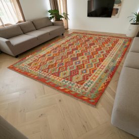   Chobi Kilim szőnyeg 261x347 kézi szövésű afgán gyapjú kilim