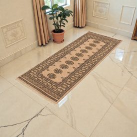   Futószőnyeg bézs Bokhara 195x80 kézi csomózású pakisztáni szőnyeg