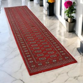   Futószőnyeg bordó Bukhara 80x306 kézi csomózású pakisztáni szőnyeg