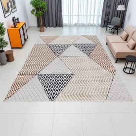   Modern szőnyeg bézs barna kék MELIS 200x300 gépi poliészter szőnyeg