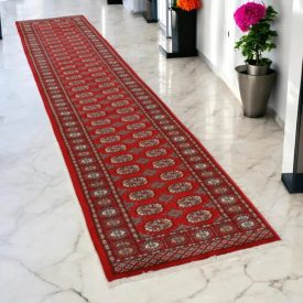   Futószőnyeg bordó Bukhara 80x372 kézi csomózású pakisztáni szőnyeg