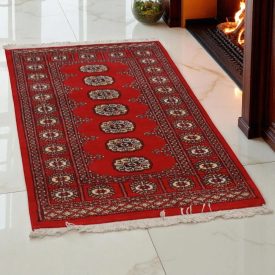   Pakisztáni szőnyeg bordó Bukhara 79x129 kézi csomózású szőnyeg