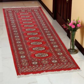   Futószőnyeg bordó Bukhara 65x180 kézi csomózású pakisztáni szőnyeg