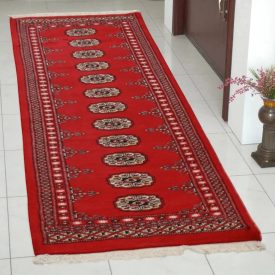   Futószőnyeg bordó Bukhara 64x191 kézi csomózású pakisztáni szőnyeg