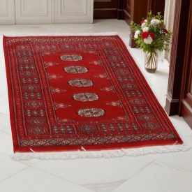   Pakisztáni szőnyeg bordó Bukhara 79x124 kézi csomózású szőnyeg