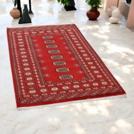   Pakisztáni szőnyeg bordó Bukhara 96x162 kézi csomózású szőnyeg
