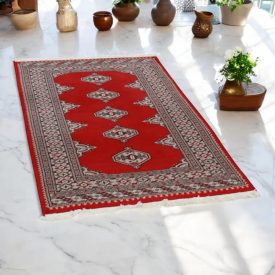   Pakisztáni szőnyeg bordó Jaldar 93x146 kézi csomózású szőnyeg