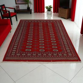   Pakisztáni szőnyeg bordó Bokhara 169x223 kézi csomózású szőnyeg