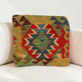 Afgán Kilim párnahuzat 40x40 kézi készítésű párna