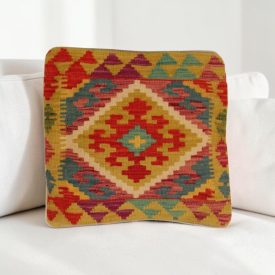 Afgán Kilim párnahuzat 40x40 kézi készítésű párna