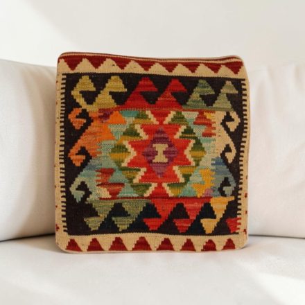 Afgán Kilim párnahuzat 40x40 kézi készítésű párna
