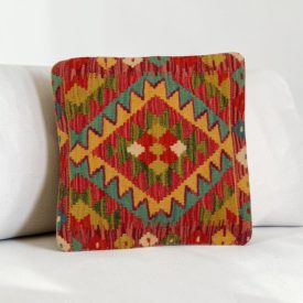 Afgán Kilim párnahuzat 40x40 kézi készítésű párna