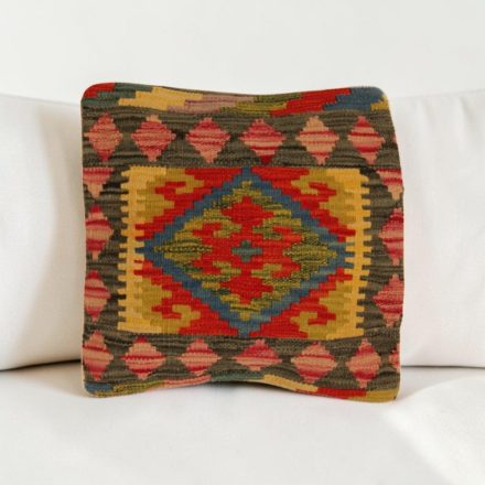 Afgán Kilim párnahuzat 40x40 kézi készítésű párna