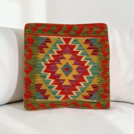 Afgán Kilim párnahuzat 40x40 kézi készítésű párna