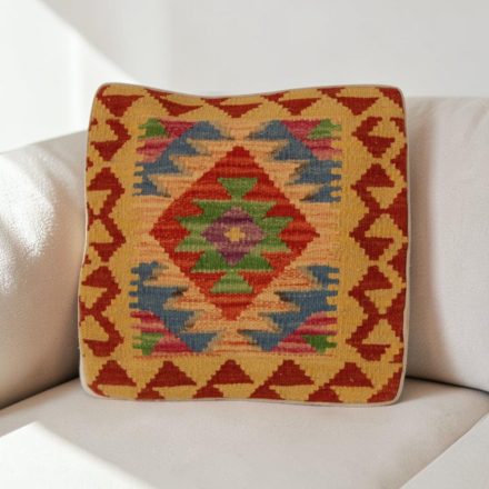 Afgán Kilim párnahuzat 40x40 kézi készítésű párna