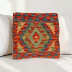 Afgán Kilim párnahuzat 40x40 kézi készítésű párna