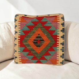 Keleti párna 40x40 kézi készítésű Kilim párnahuzat