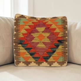 Keleti párna 40x40 kézi készítésű Kilim párnahuzat