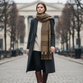 Elegáns sál sötét zöld 215x105 vékony női sál